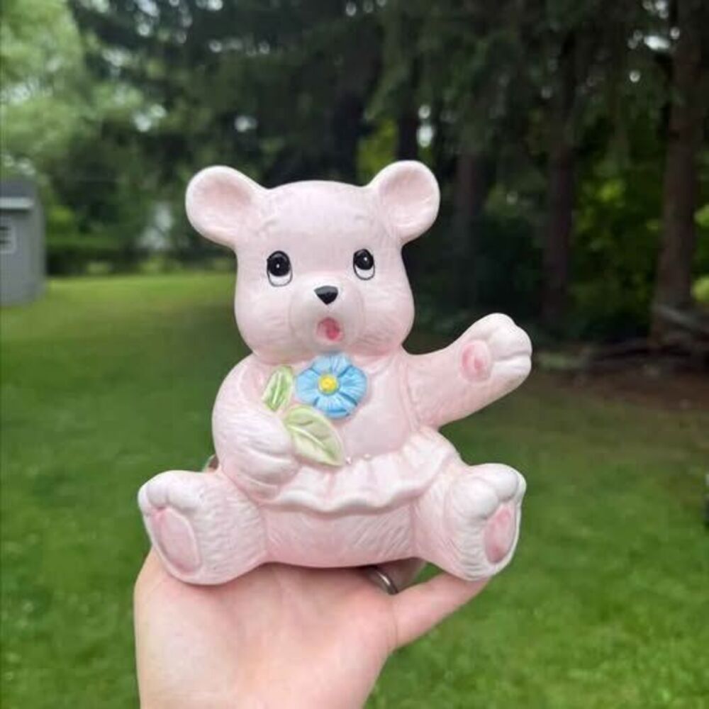 Pink Teddy Bear Vintage Bank